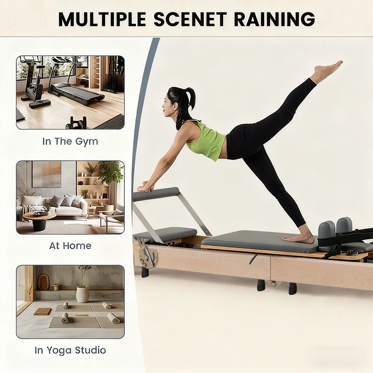 Home Commercial Custom Gym Yoga Fitness Sports Maquina Set Para Equipment Reformador Cama De Wood Beds Machine Pilates Reformers view 3