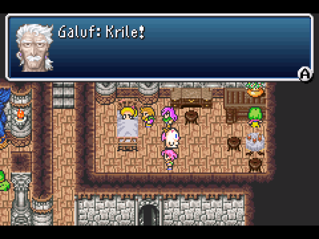 It appears the party is Galuf, Faris, Lenna and Mog. Mildly amusing.
