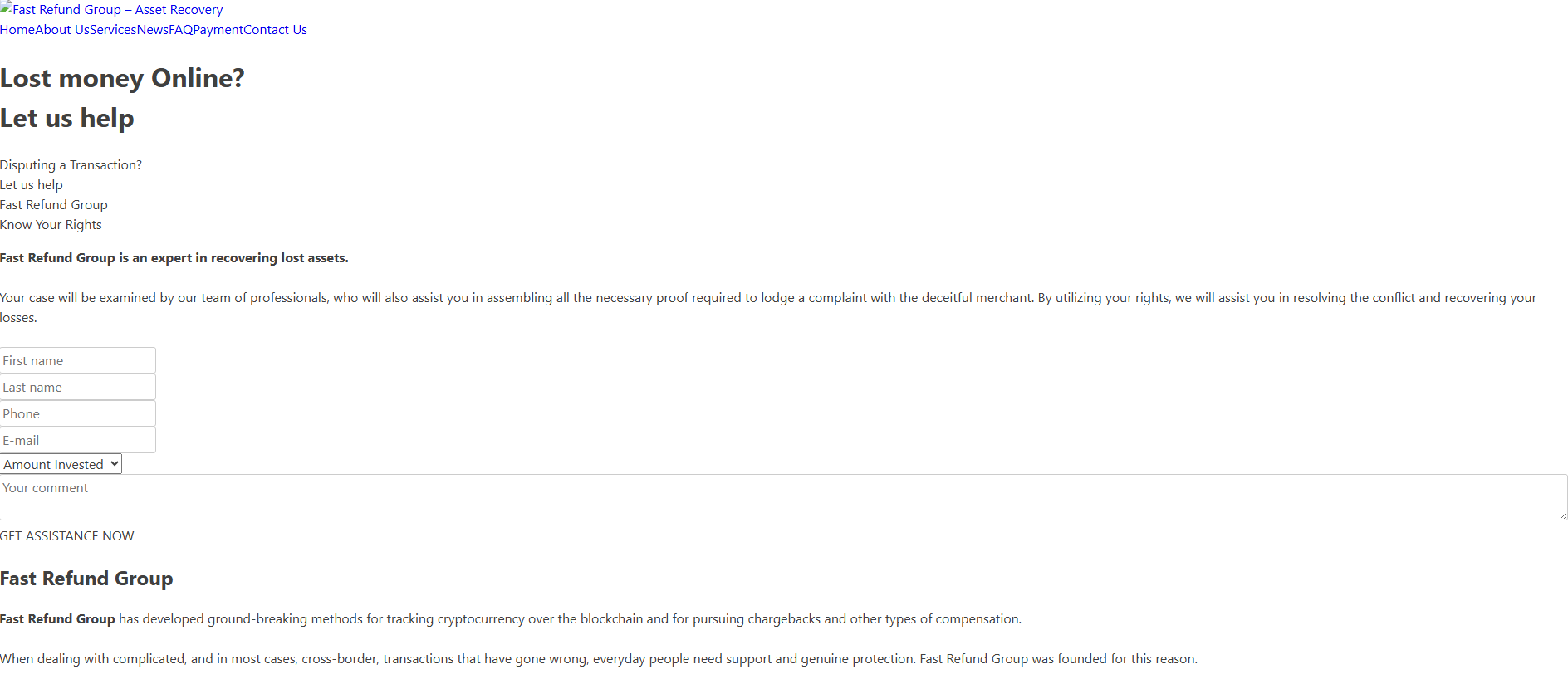 Screenshot of fastrefundgroup.com