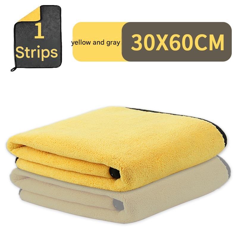 Yellow and Grey 30*30cm Pet Bath Towel- Thickened Coral Fleece Super Absorbent Quick Dry Bath Towel for Dogs and Cats, Non Shedding Grooming Wrap