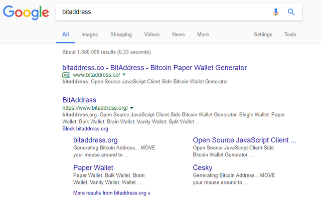 Screenshot bitaddress co