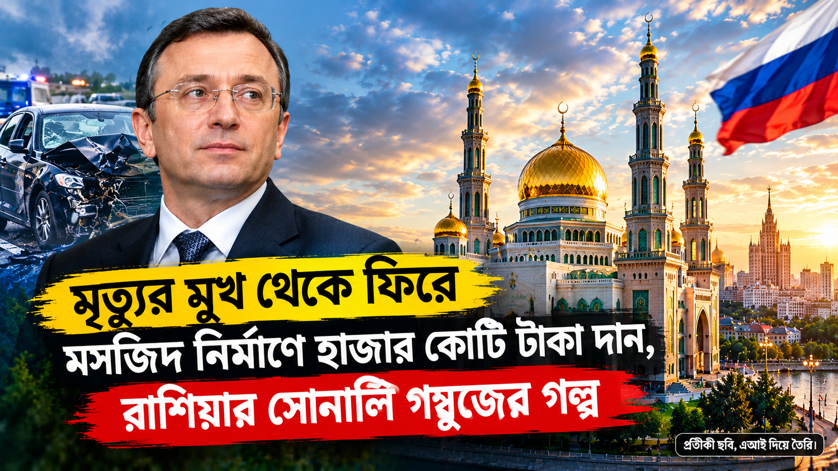 মৃত্যুর মুখ থেকে ফিরে মসজিদ নির্মাণে হাজার কোটি টাকা দান, রাশিয়ার সোনালি গম্বুজের গল্প ।