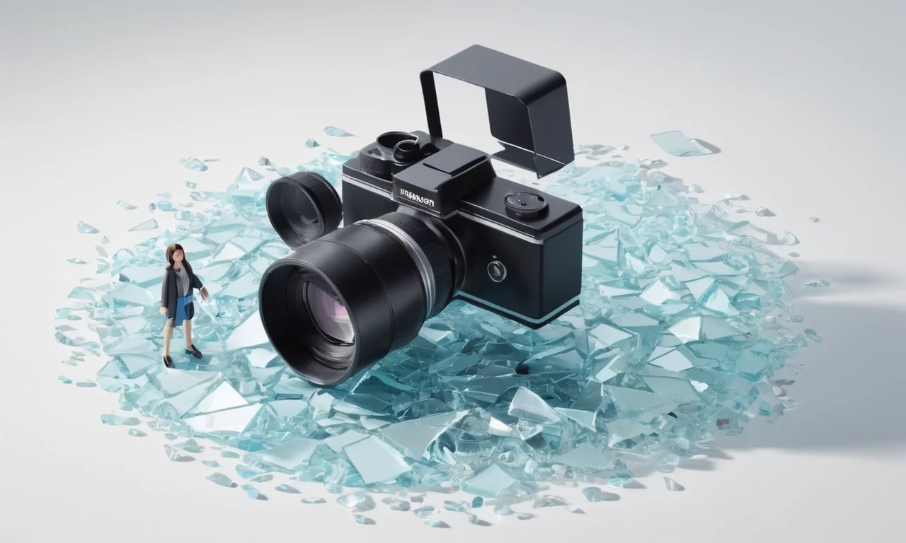 Representación gráfica de la brecha de género en la representación de la industria cinematográfica, con una lente de cámara y un símbolo de techo de cristal roto.