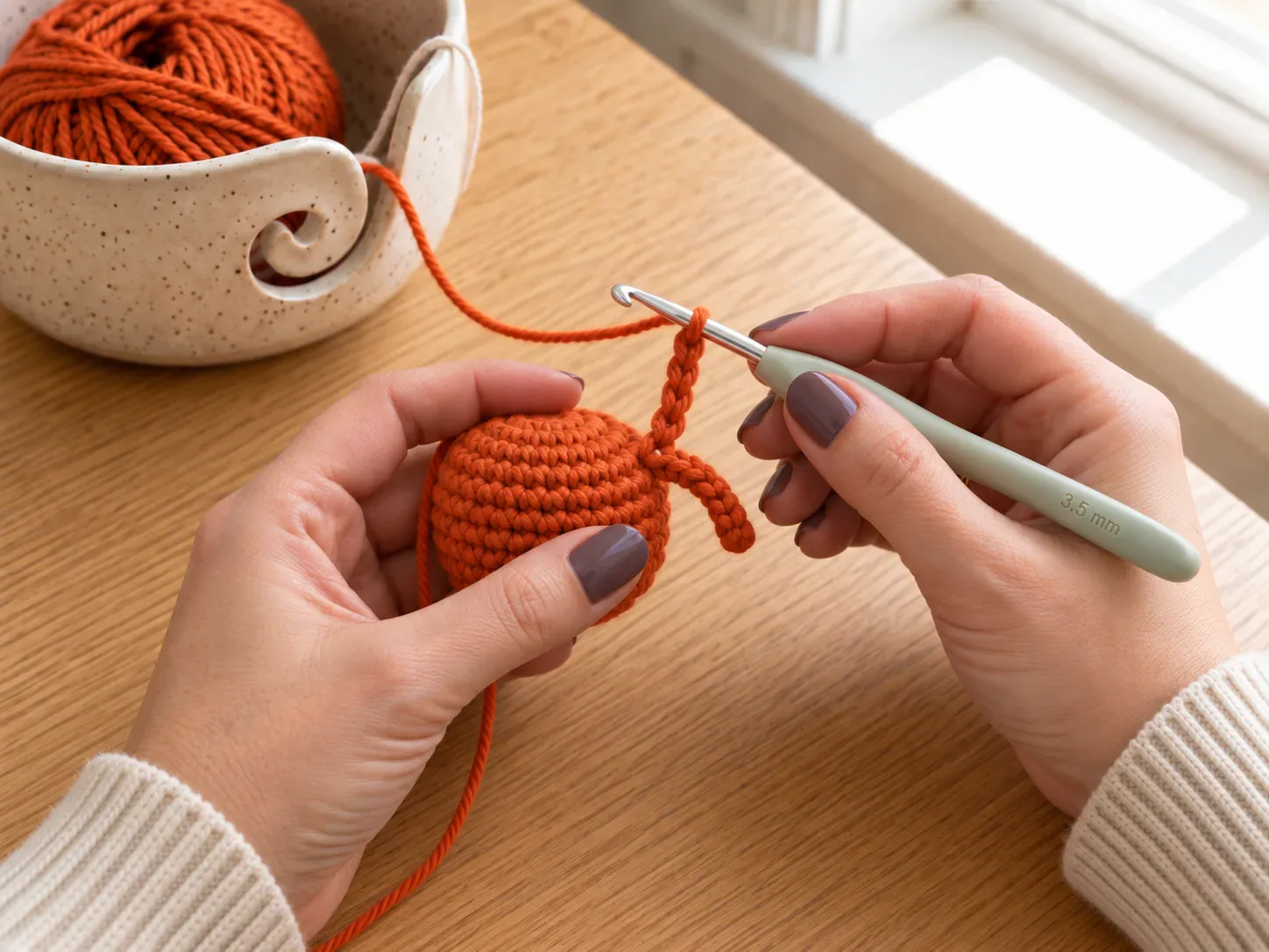 Crochet the first legs — Form the first set of chain legs directly from the body without sewing separate pieces.