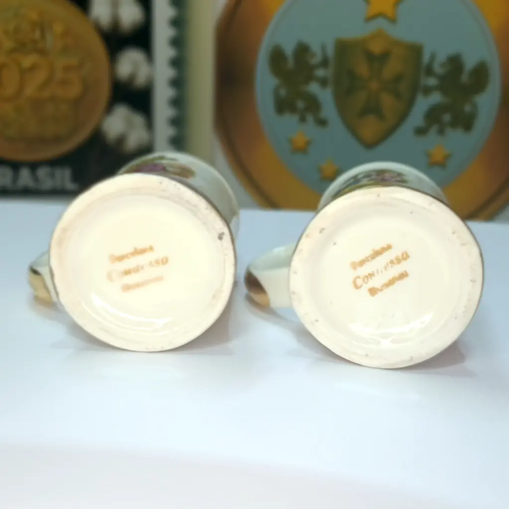 Par Mini Canecas Porcelana Condessa Blumenau SC Vintage Coleção Rara. - Foto 4
