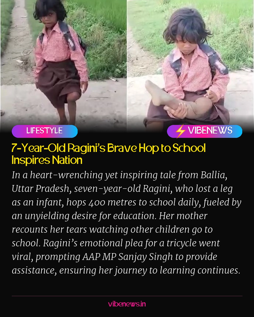 7-Year-Old Ragini’s Brave Hop to School Inspires Nation