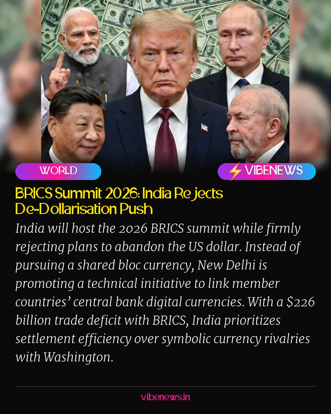 BRICS Summit 2026: India Rejects De-Dollarisation Push