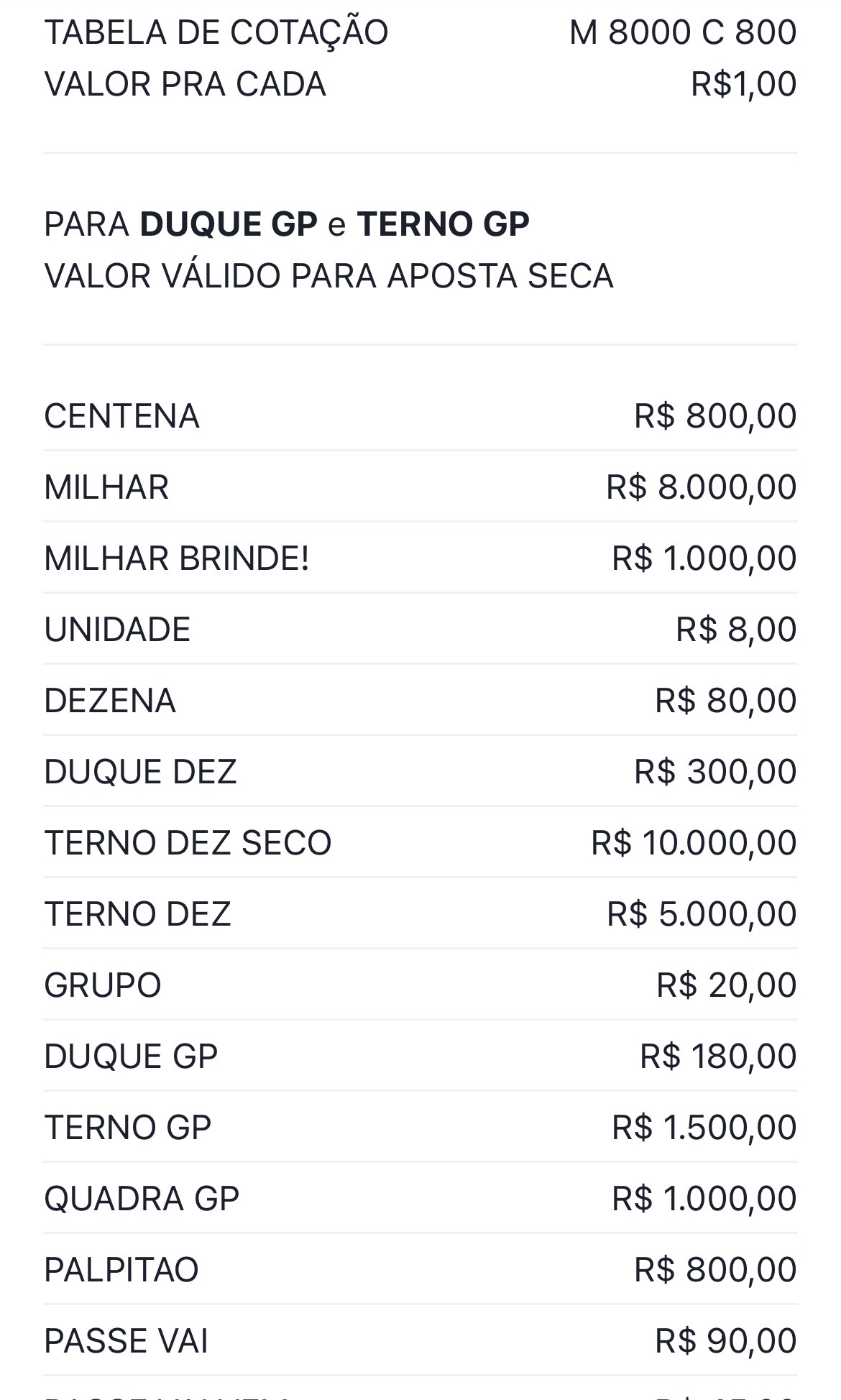 Cotações