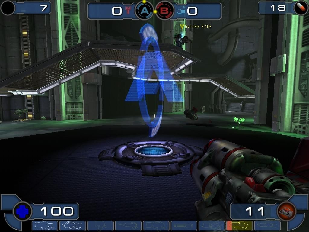 A blue control point marked A in a UT2003 Double Domination match