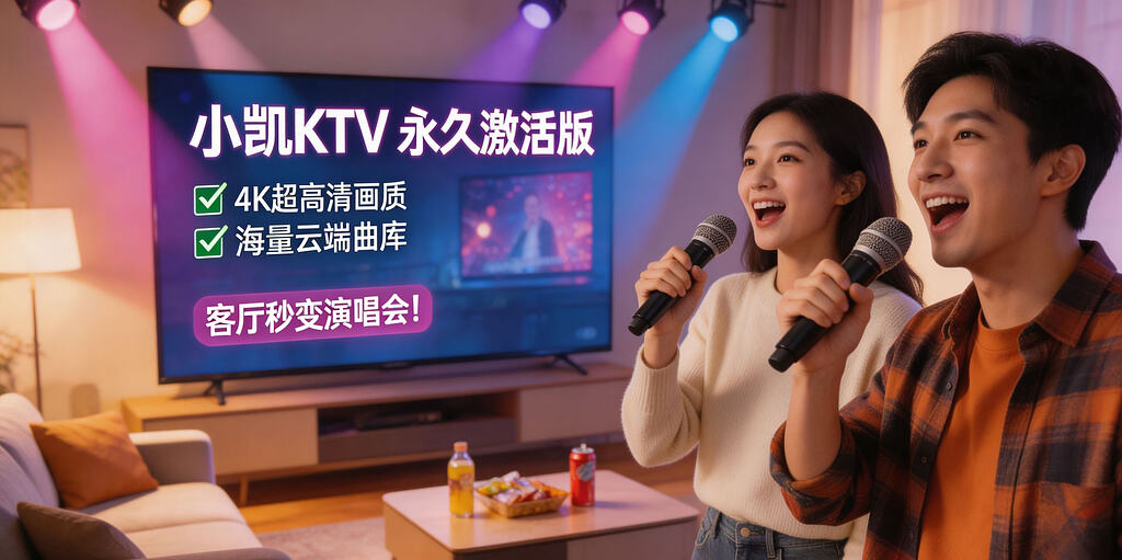 【家庭K歌神器】小凯KTV 永久激活版丨解锁海量云端曲库 4K画质