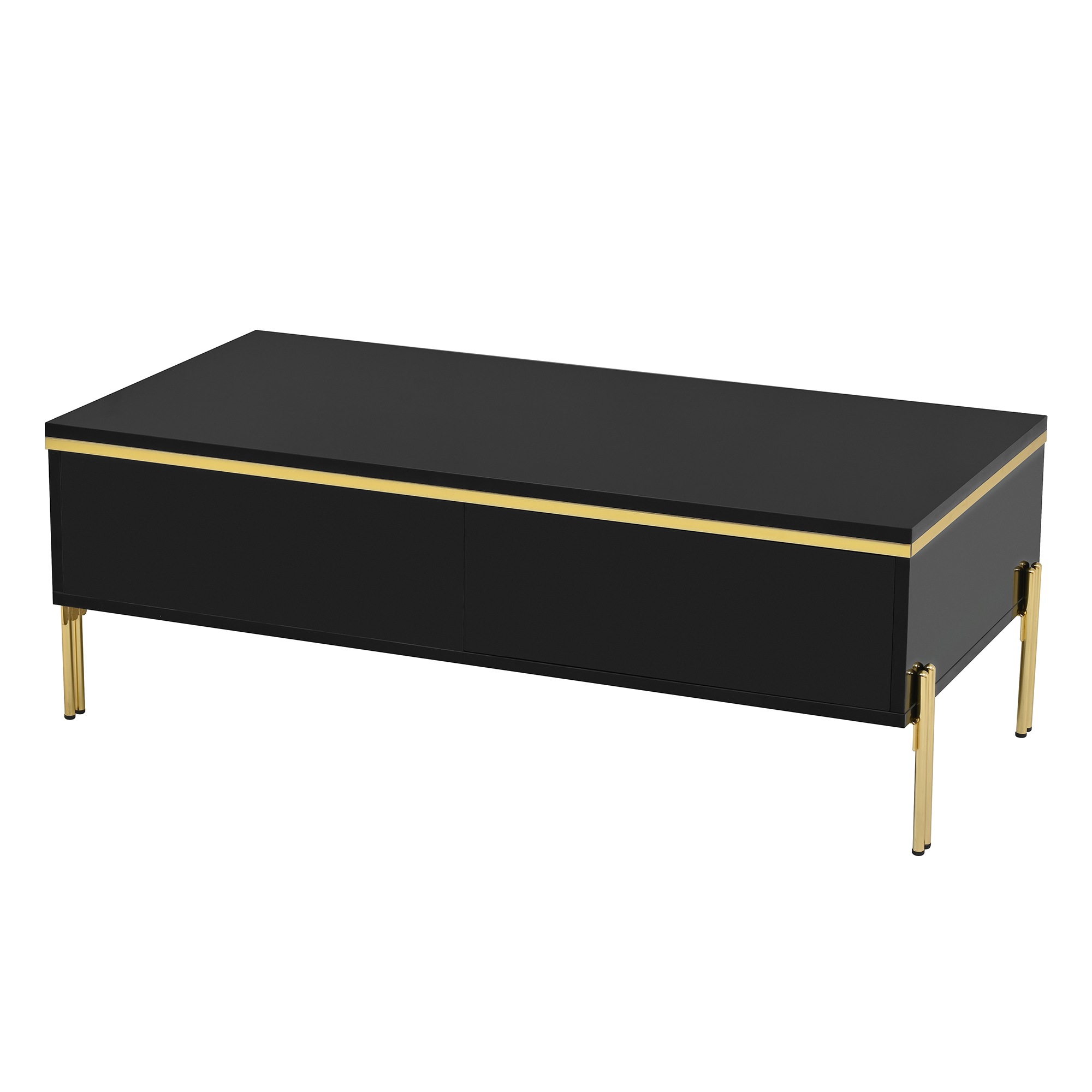 Table Basse Noir, Rangement, Design Moderne, Structure Robuste, Entretien Facile, Multifonctionnel - 100x50x36cm - Salon 5