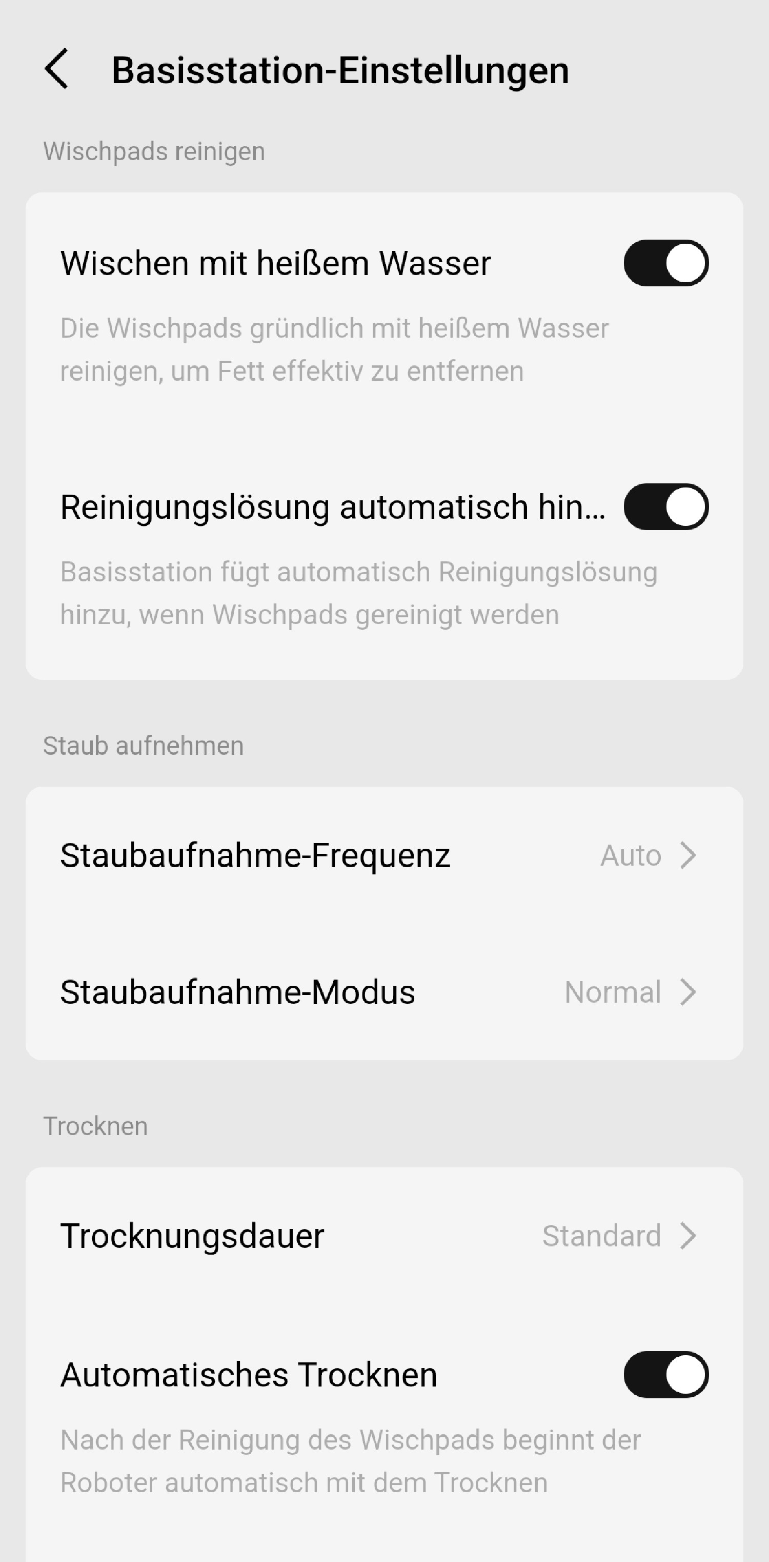 Optionen für die Pflege an der Station.