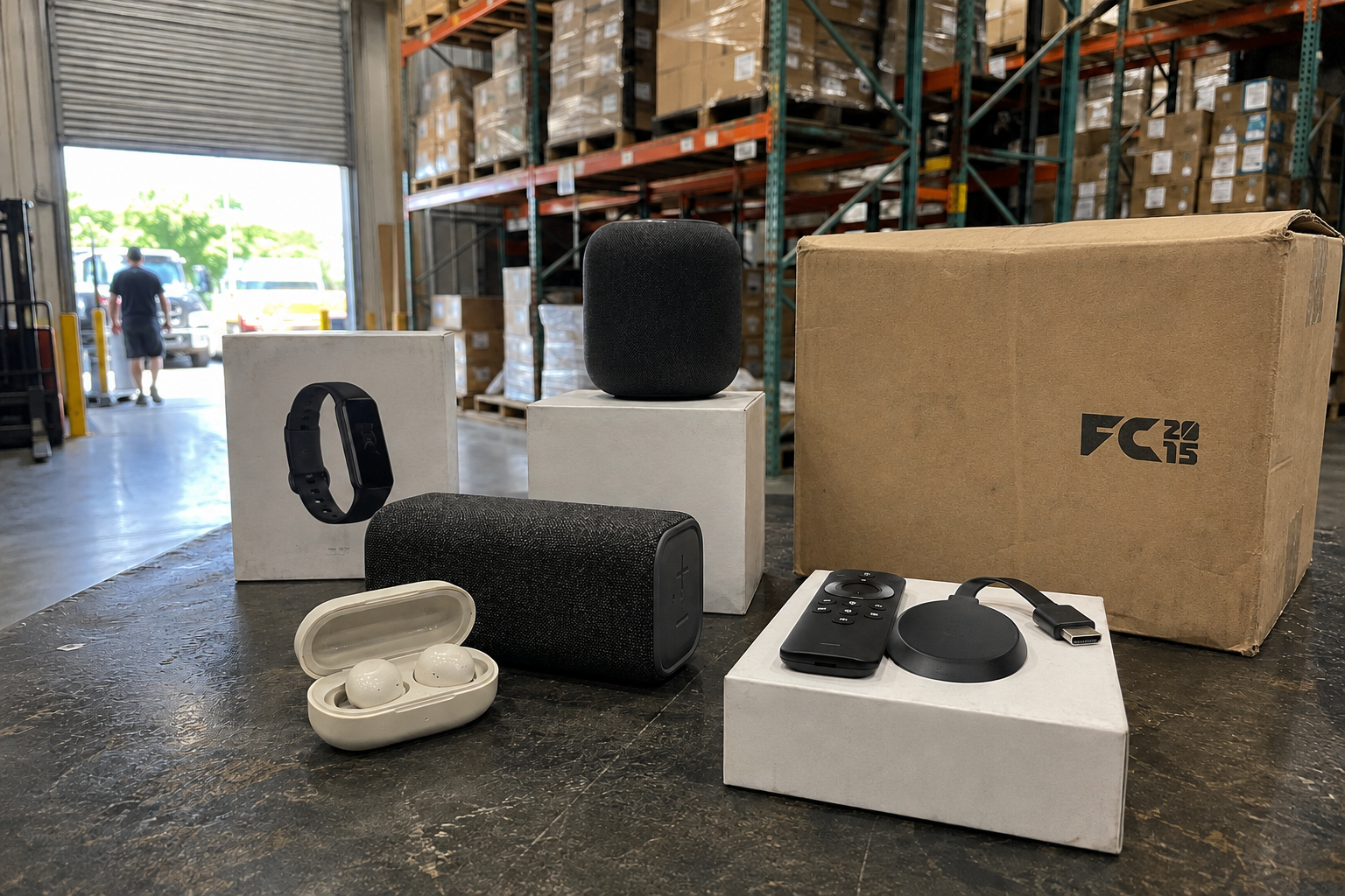 Consumer electronics: wireless earbuds, speaker, smartwatch and streaming device