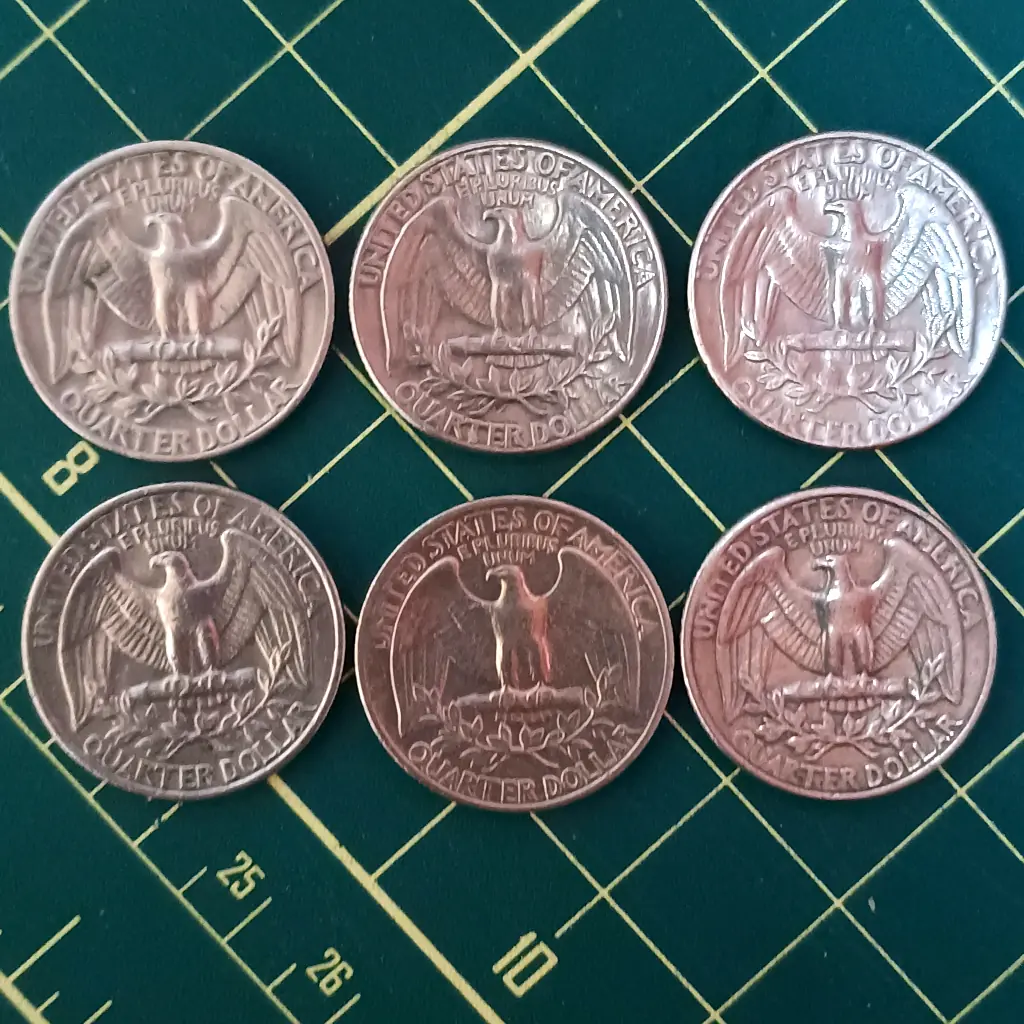 Lote com 6 Moedas Quarter Dollar Década de 70 1970 |1972|1974|1977|1978|1979 - Foto 3