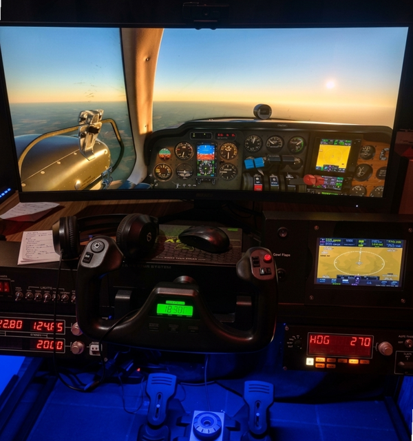Cockpit Cessna 172 - Vista completa do painel de voo