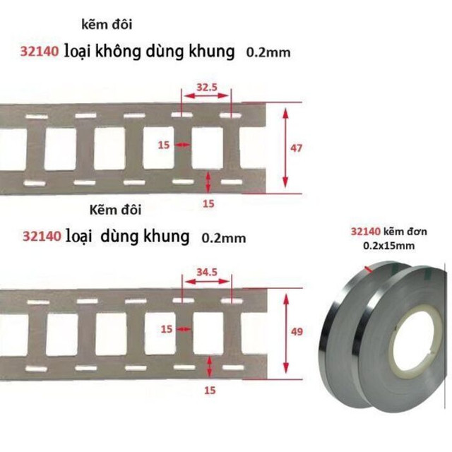 Thông số kích thước kẽm hàn pin 32140 33140 32700