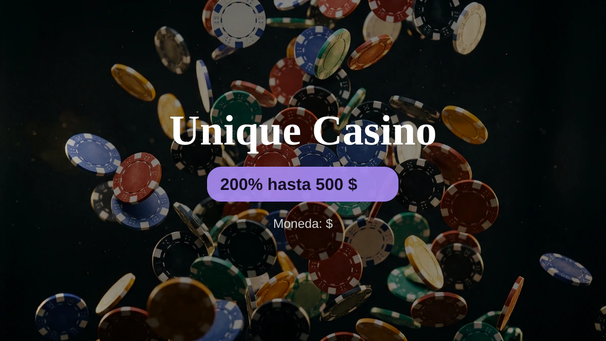 Unique Casino � bono de bienvenida 200% hasta 500 $ + 100 FS, pagos: Visa, Mastercard, Bizum, Neosurf, ecoPayz