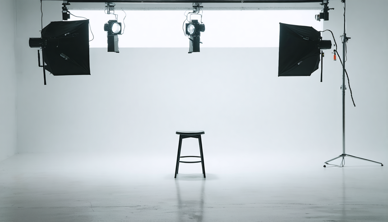 A single stool under production lights, waiting for someone brave enough to skip the bit.