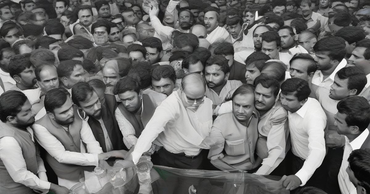 Police officers escorting detained individuals from a Gulshan office, with seized liquor bottles displayed on a table