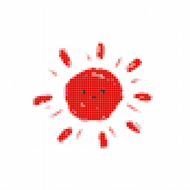 Cute Red Sun Crayon Style