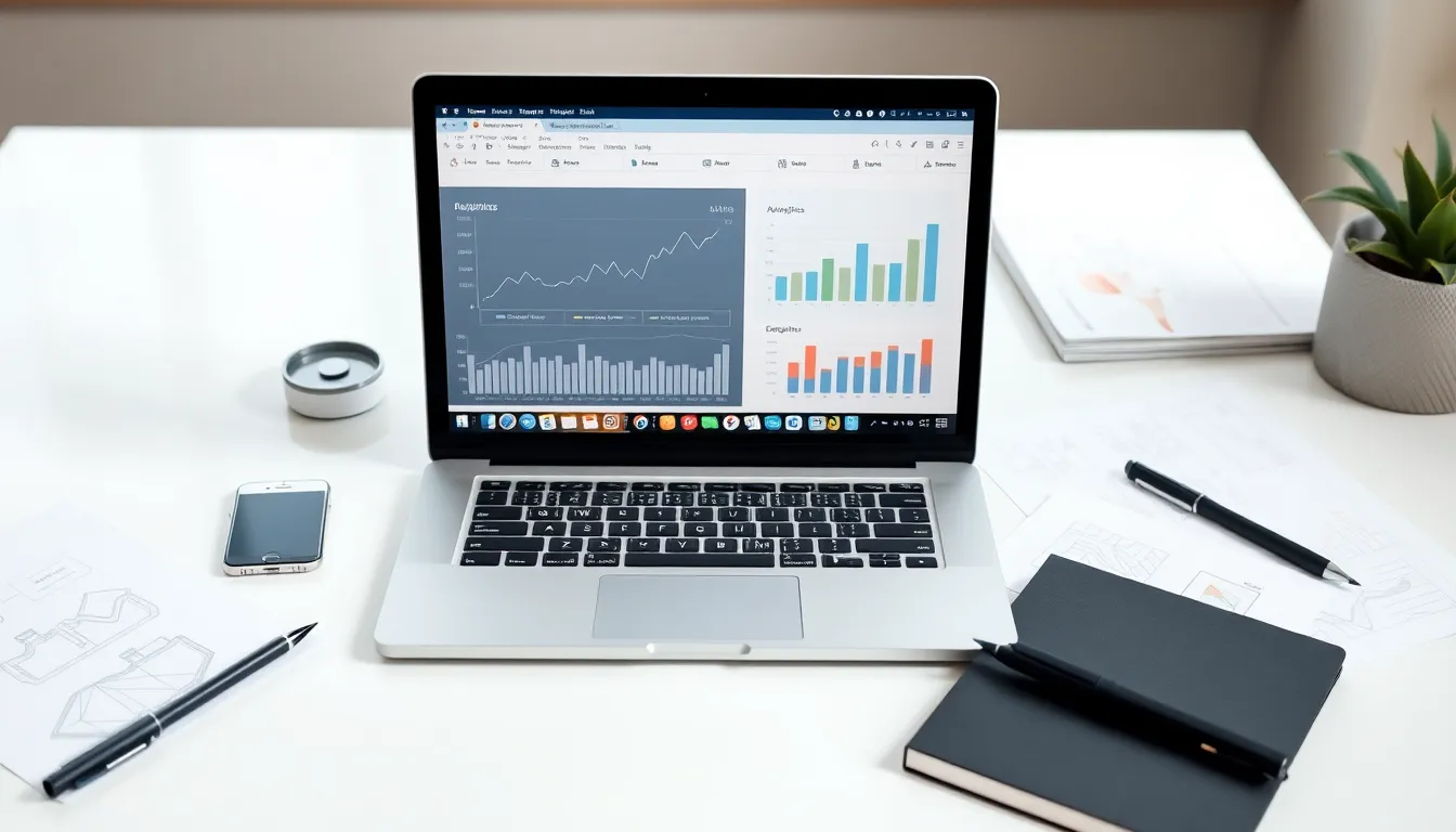 Laptop showing data analytics for website development tailored for startups in India.