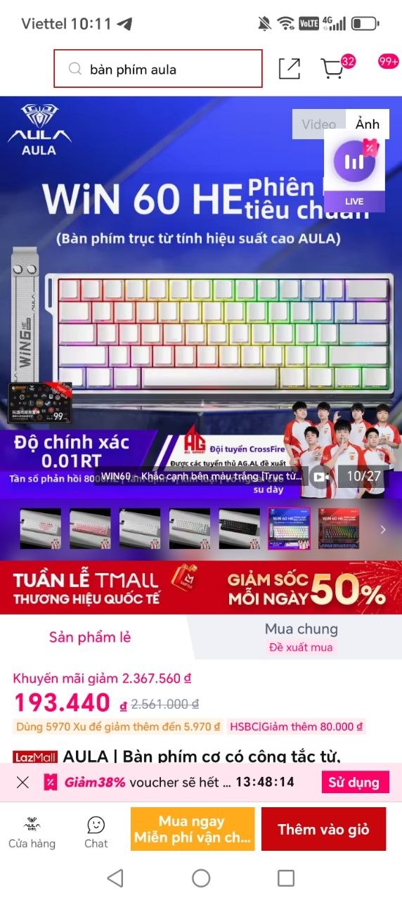 AULA | Bàn phím cơ có công tắc từ, bàn phím chơi game 8K dành cho Valorant Delta, thiết bị ngoại vi RGB có dây chuyên dụng, nhiều màu sắc