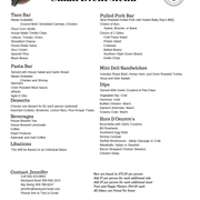 Backyard Bowl Small Event Menu