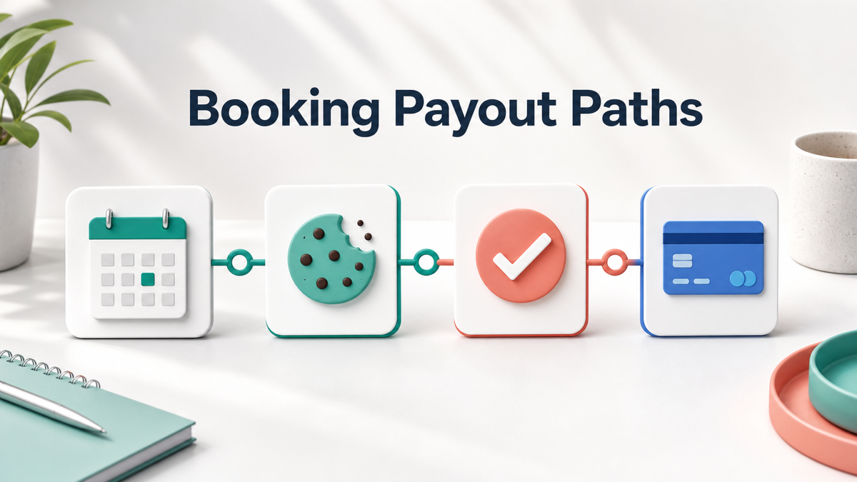 Booking payout paths for scheduling affiliate programs