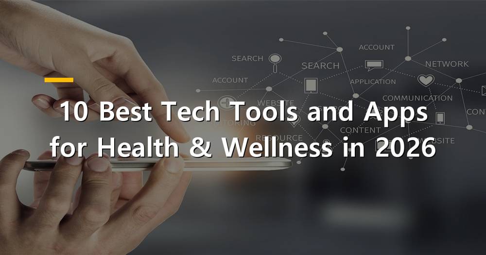 Person using various health tech tools and apps on a smartphone and smartwatch