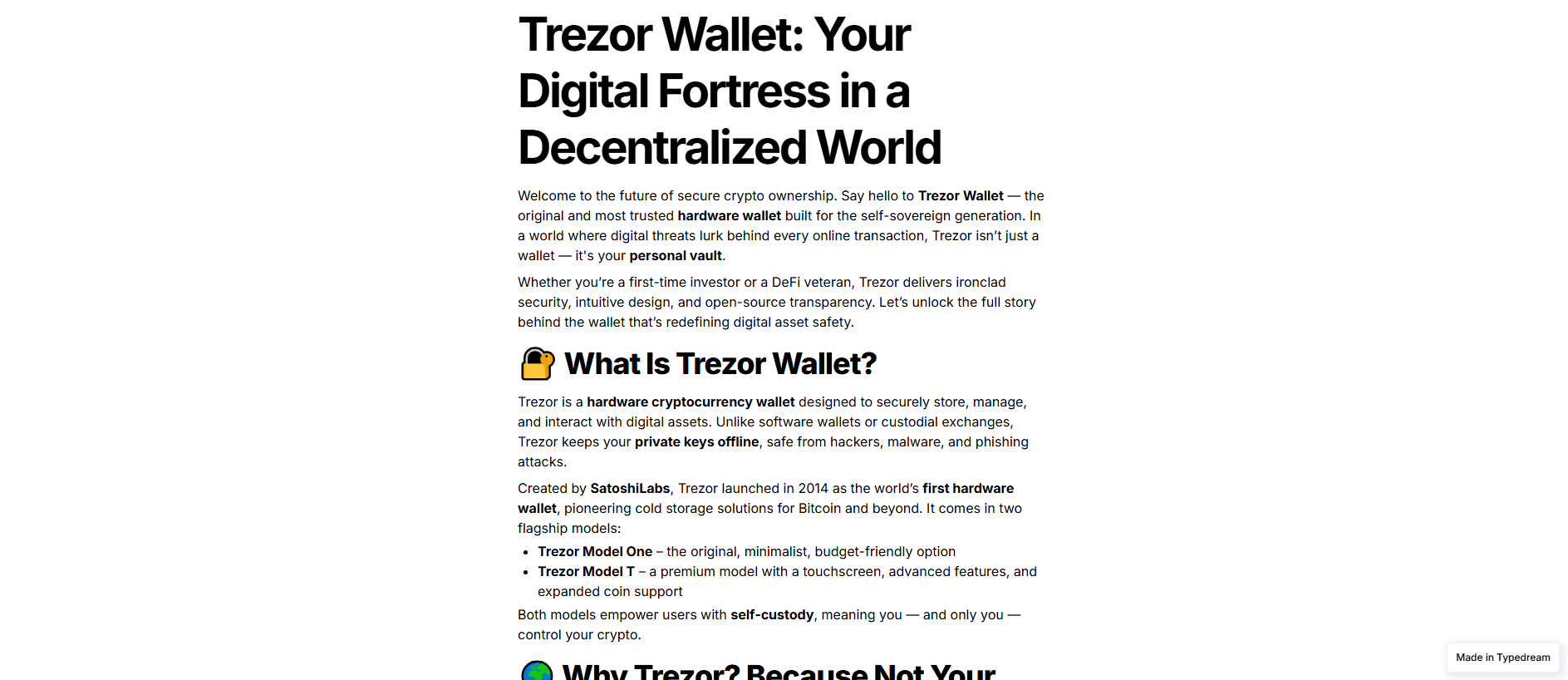Stored capture of learn--trezorwallets.typedream.app