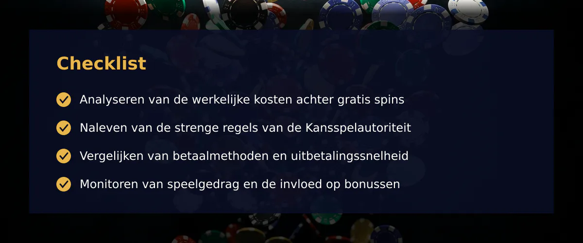 Controleren van de beloften rondom nederlandse online casino free spins — Checklist