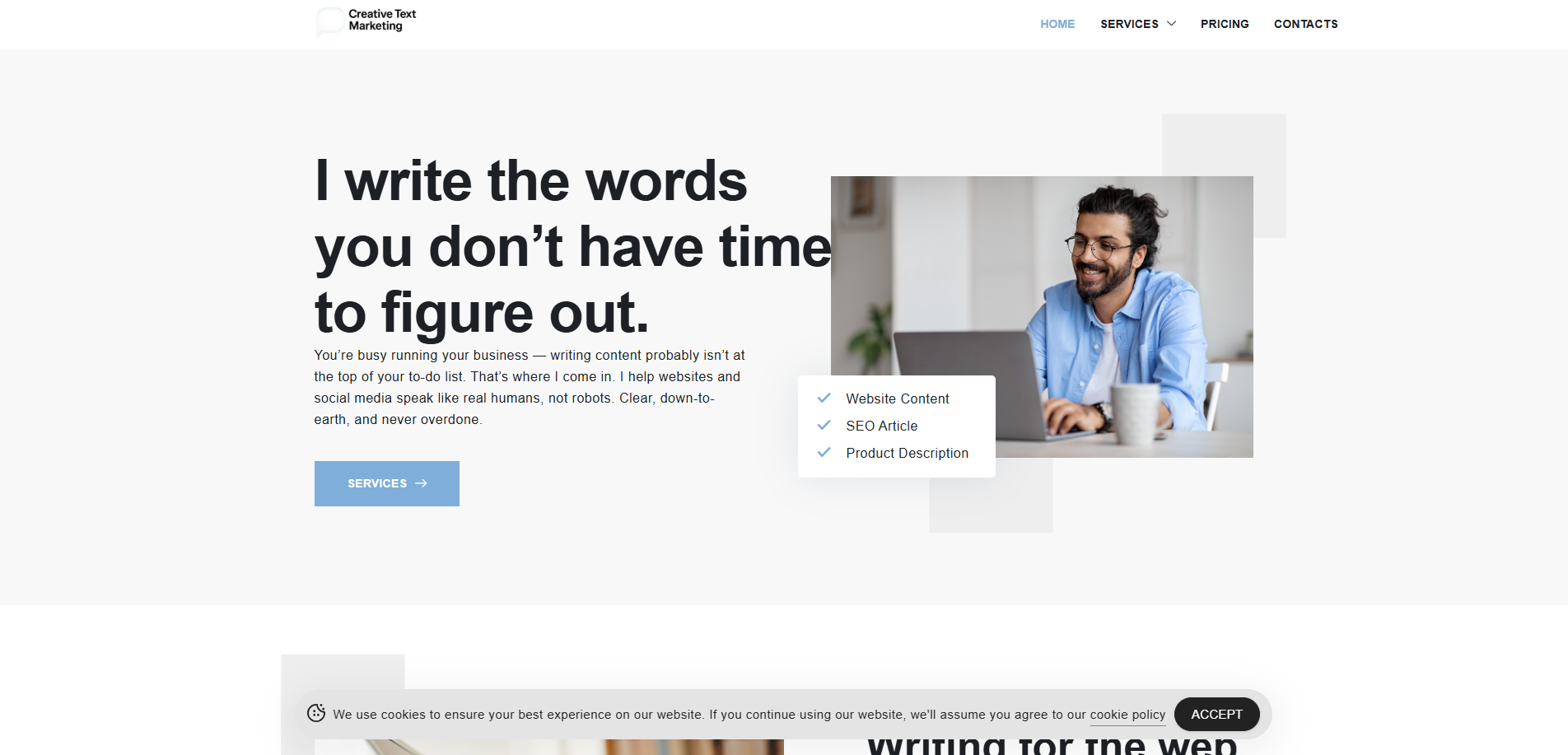 Screenshot of creativetextmarketing.com
