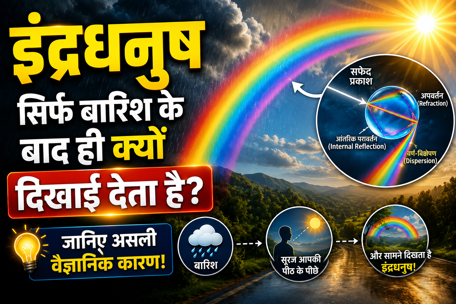 इंद्रधनुष सिर्फ बारिश के बाद ही क्यों दिखाई देता है? जानिए असली वैज्ञानिक कारण