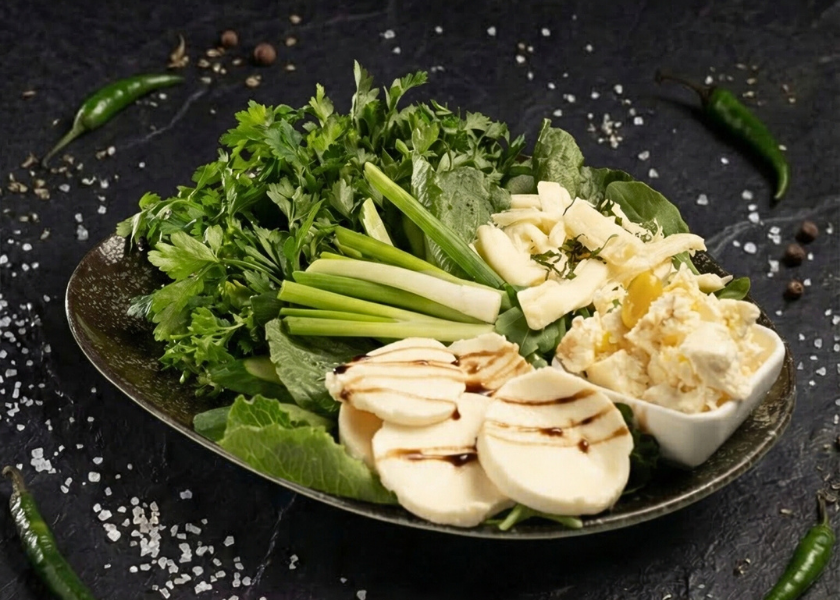 Fresh greens with cheese dish
