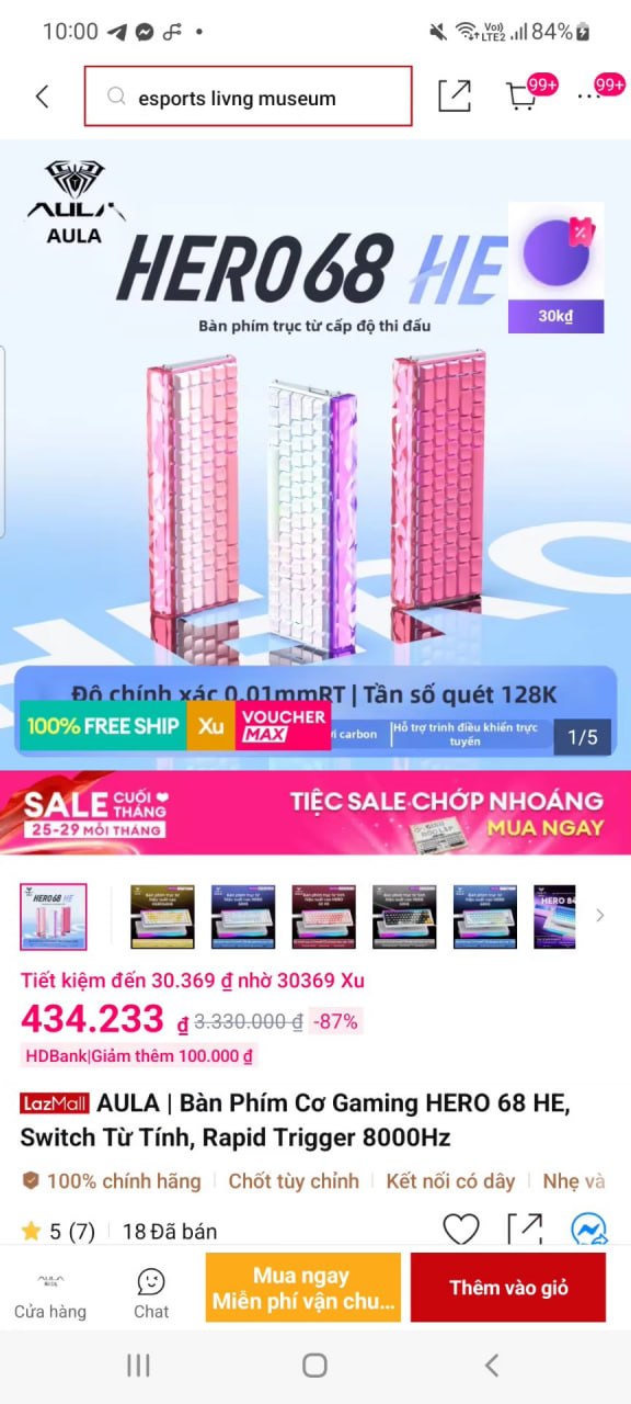 AULA | Bàn Phím Cơ Gaming HERO 68 HE Switch Từ Tính Rapid Trigger 8000Hz
