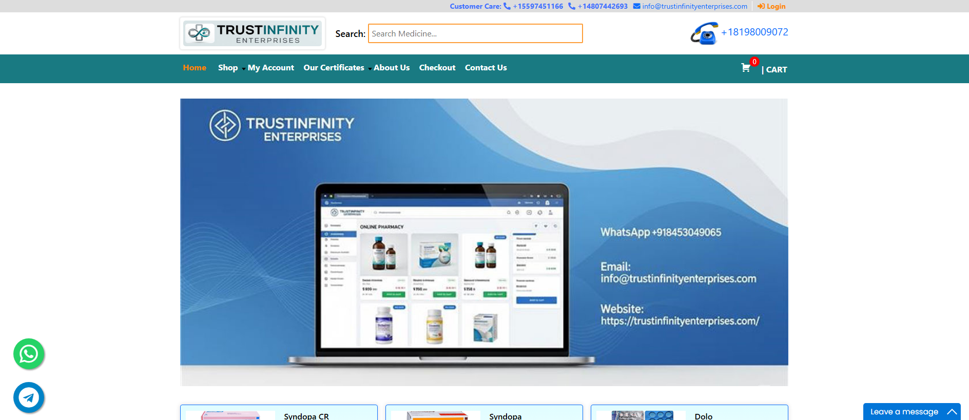 Forensic screenshot of trustinfinityenterprises.com showing the phishing page layout