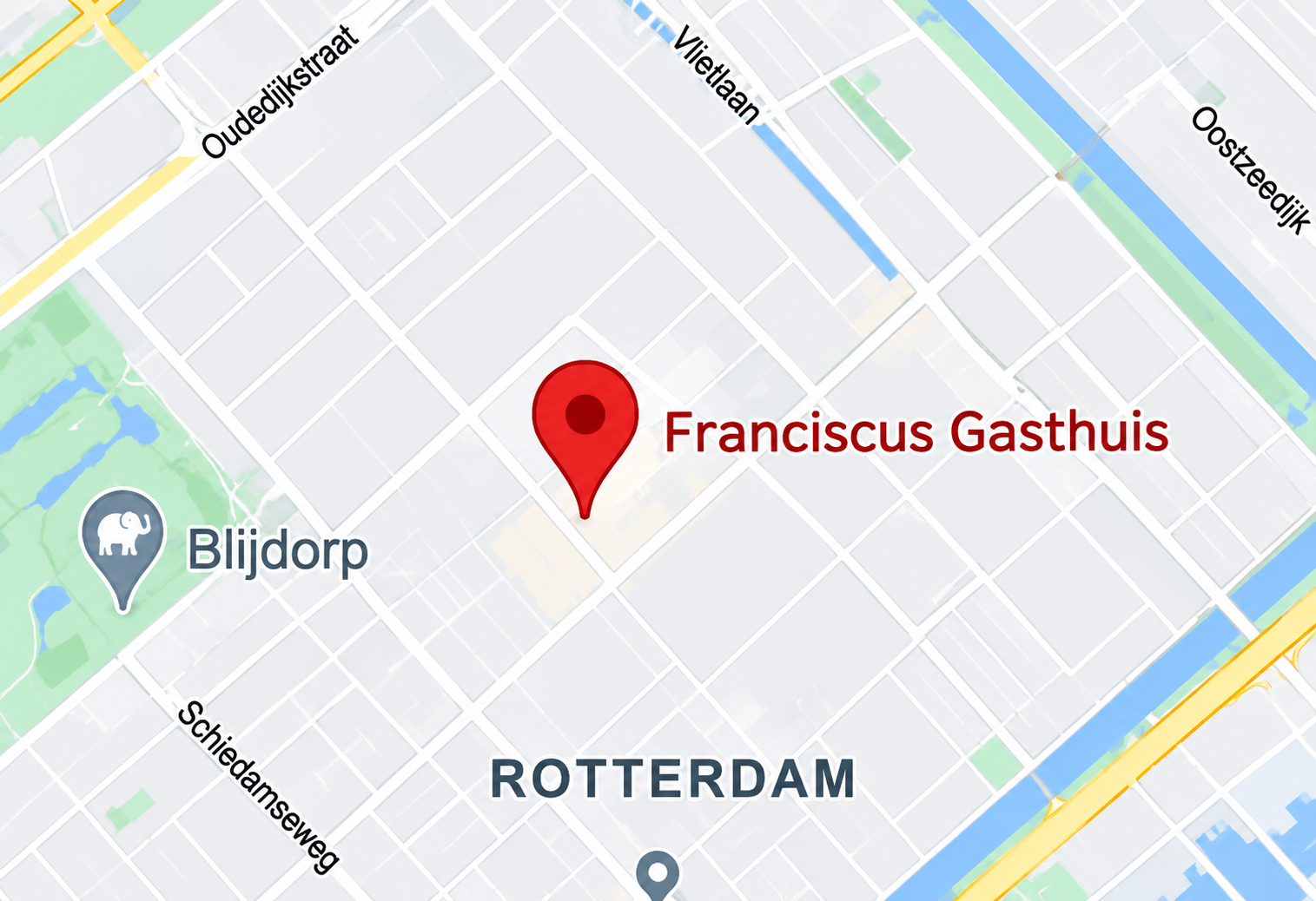 Kaart met locatie van Franciscus Gasthuis