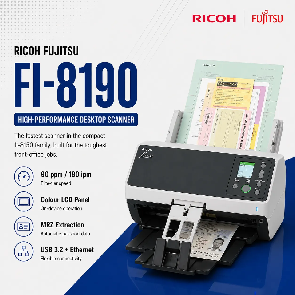 Ricoh fi-8190 High-Performance Desktop Document Scanner Malaysia