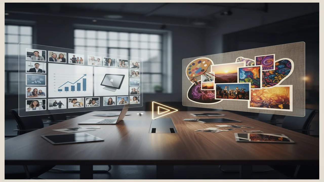Examples of business and creative presentations created from image batches