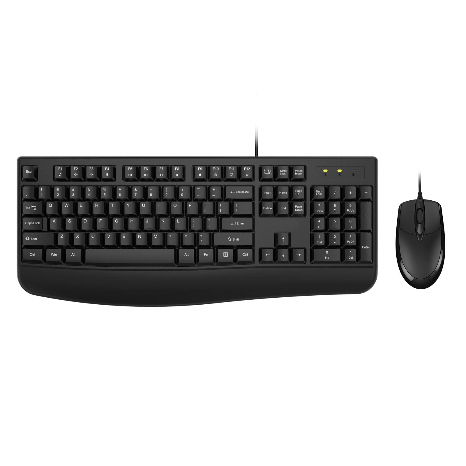 Wired Keyboard and Mouse Combo,Ergonomic with Palm Rest,Full Size