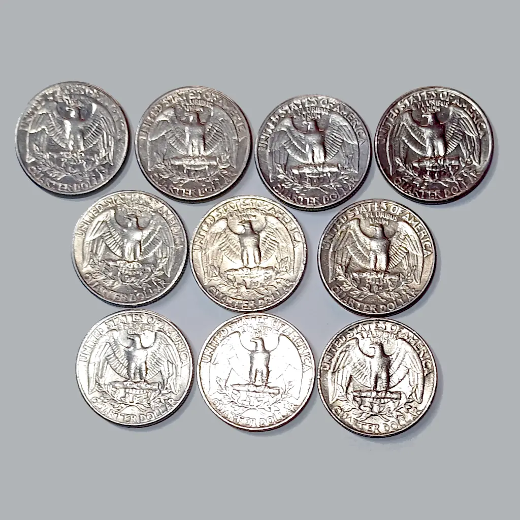 Lote com 10 Moedas Quarter Dollar EUA 1980 a 1989 – Série Completa – BC/MBC - Foto 2