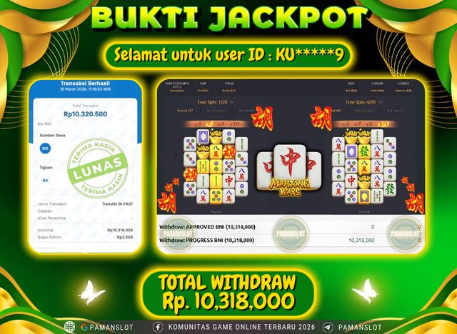 PAMANSLOT JACKPOT Game Mahjong Ways -2 Rp.10,318,000- LUNAS