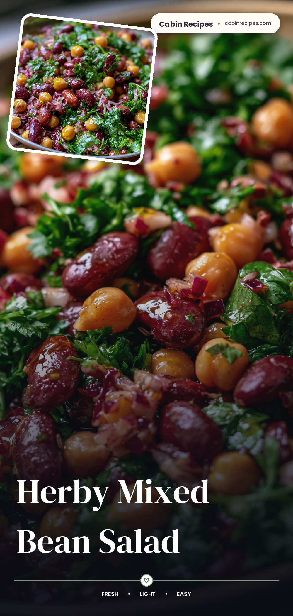 Pinterest graphic for Herby Mixed Bean Salad