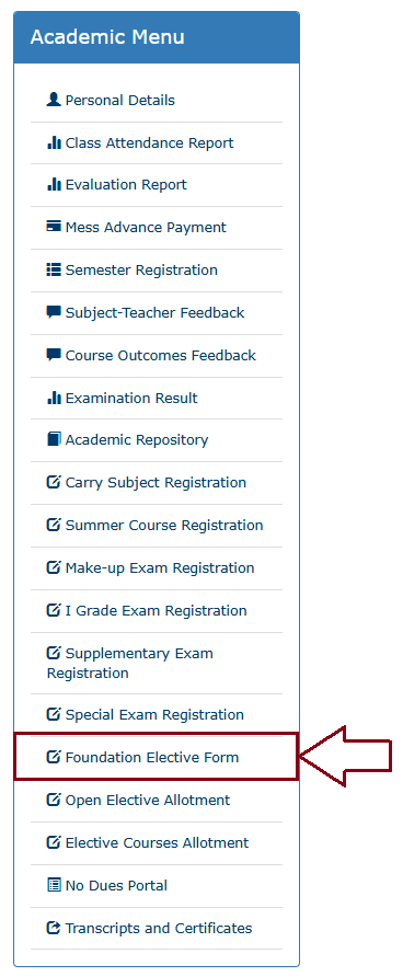 Foundation Elective Form