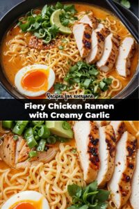 Fiery Chicken Ramen with Creamy Garlic Sauce Recipe