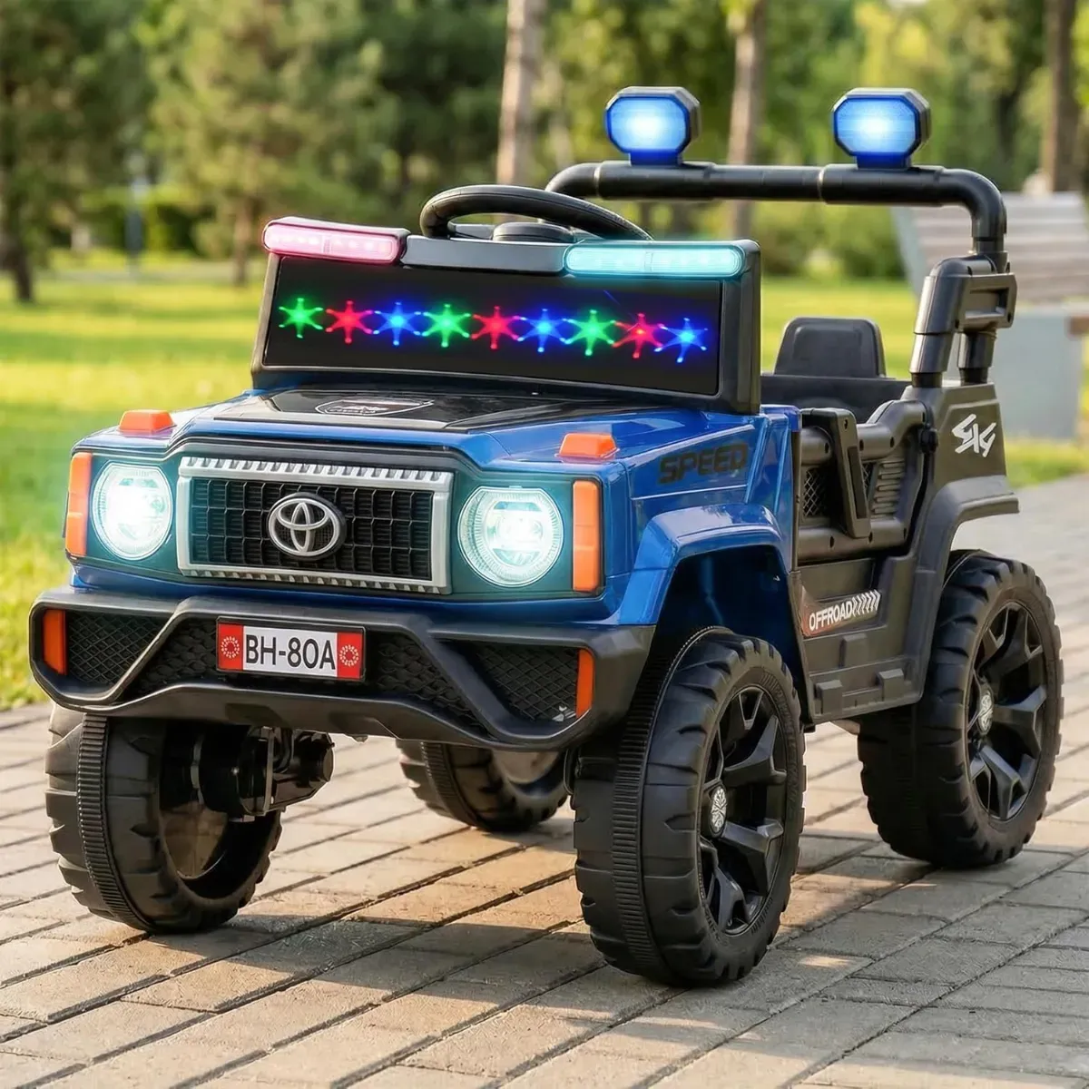 80 D Battery Operated Jeep for Kids with Parental Control | 4x4 Motor Baby Electric Ride On Toy Car with RGB Lights, Music & Swing Mode | Rechargeable Battery Car for Kids 1–6 Years photo 2