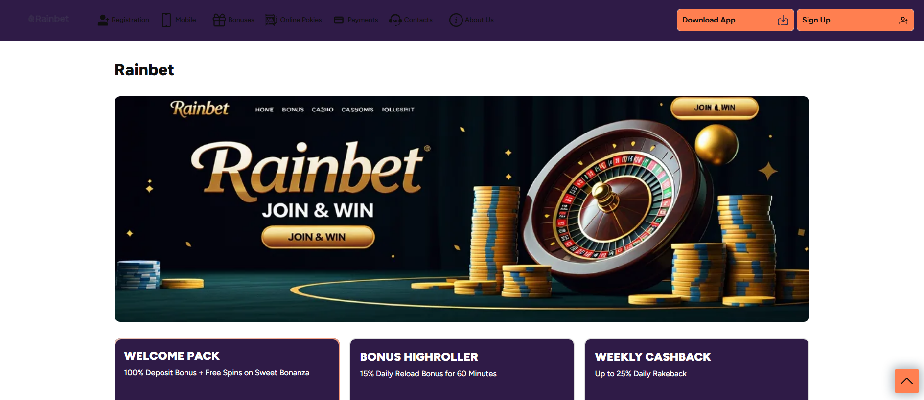 Stored capture of rainbet-casino-bet.com