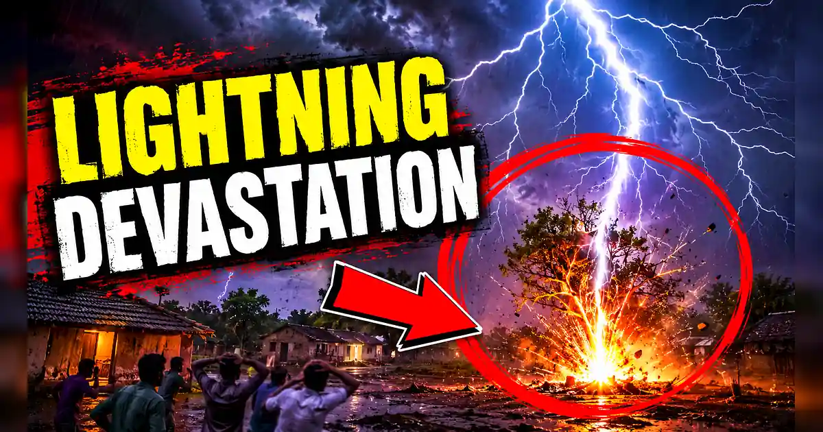 धमतरी में आकाशीय बिजली का कहर: 40 भेड़ों और बकरियों की दर्दनाक मौत - Lightning And Lightning In The Sky With Text Lightning Devastation