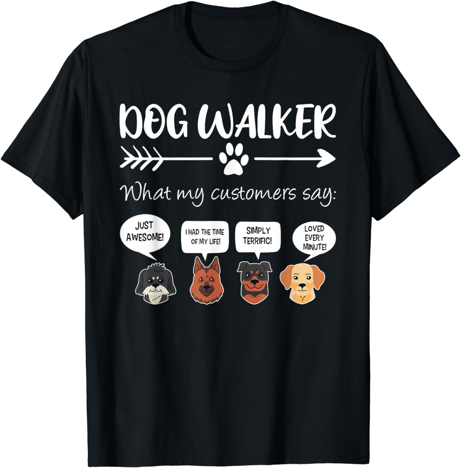 Dog Walker Shirt Dog Walking Gift Funny Cute Dog Face Unisex T-Shirt