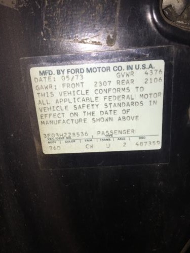 Ford Code Numbers | '71 - '73 Vintage Ford Mustang Forum